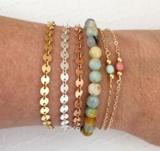 Round Disc dainty bracelet, Brass handamde jewelry, 18k gold plated